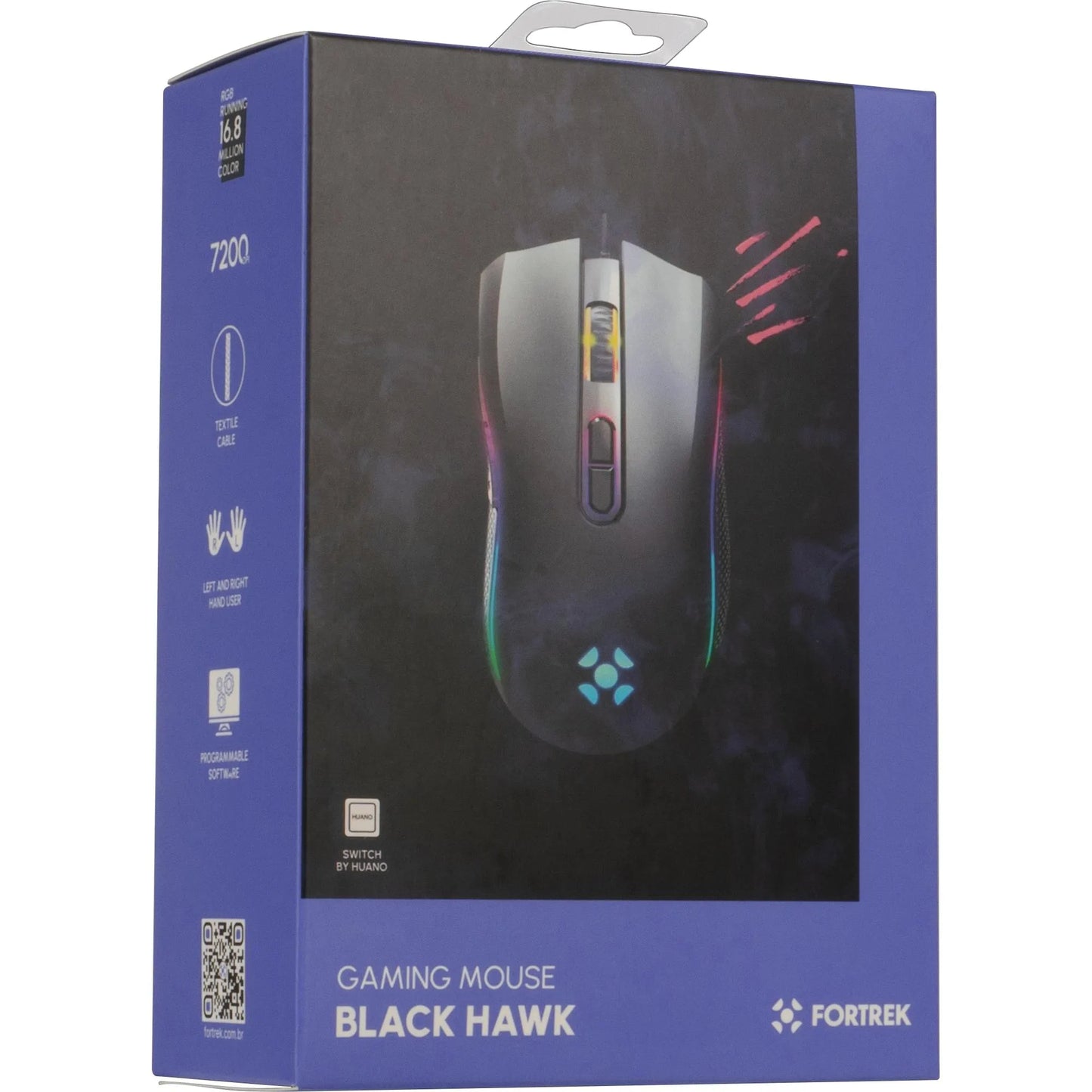 Mouse Gamer RGB Ambidestro Fortrek Black Hawk 7200DPI
