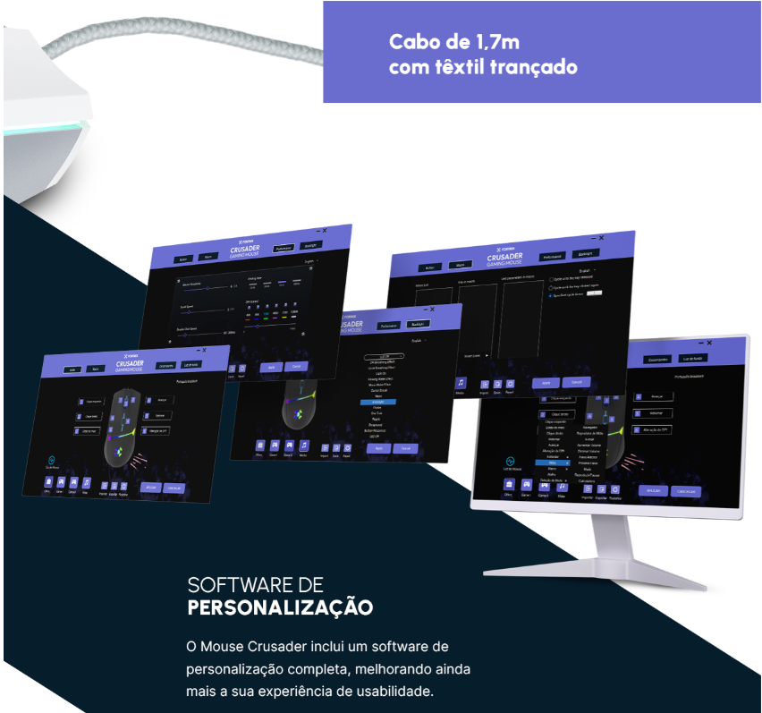 Mouse Gamer Rgb Fortrek Crusader White Edition 12800dpi