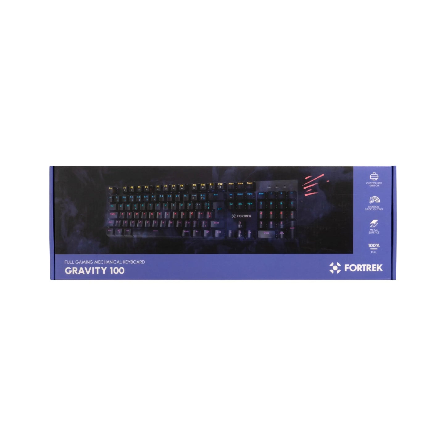 Teclado Gamer Mecânico Fortrek Gravity 100 Fullsized Rgb Rainbow