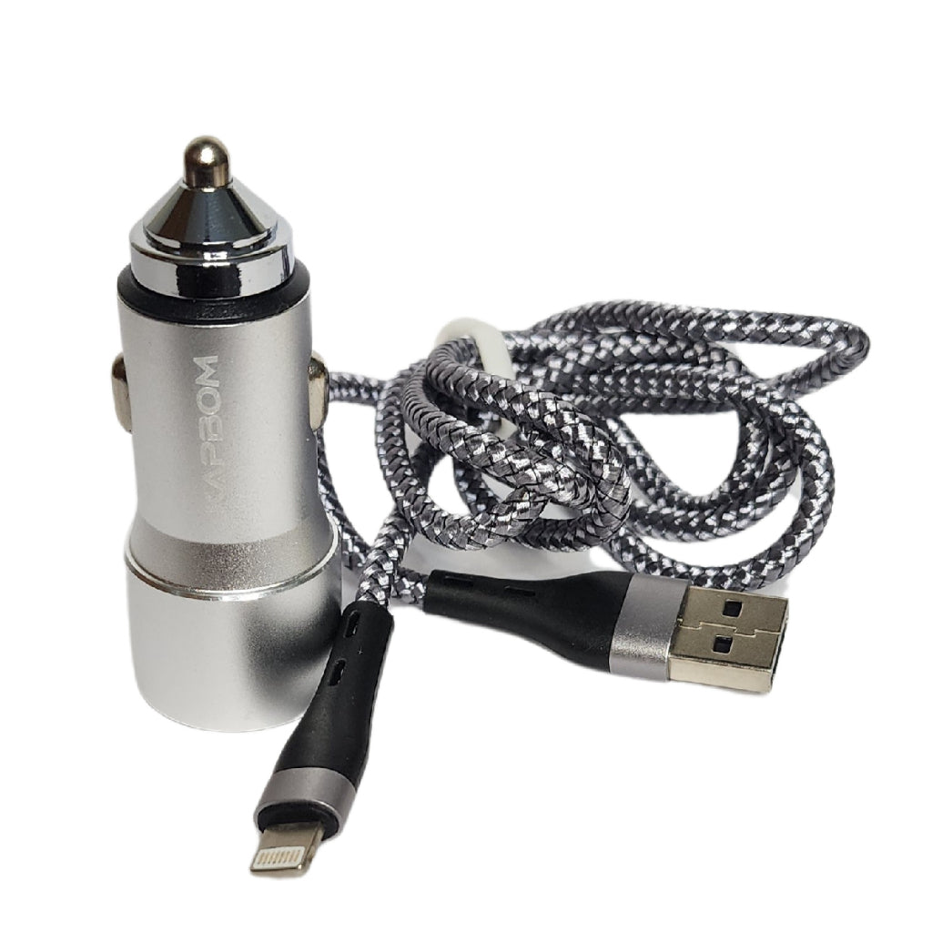 Carregador Veicular Com Duas Entradas USB e Cabo Lighting paraiPhone
