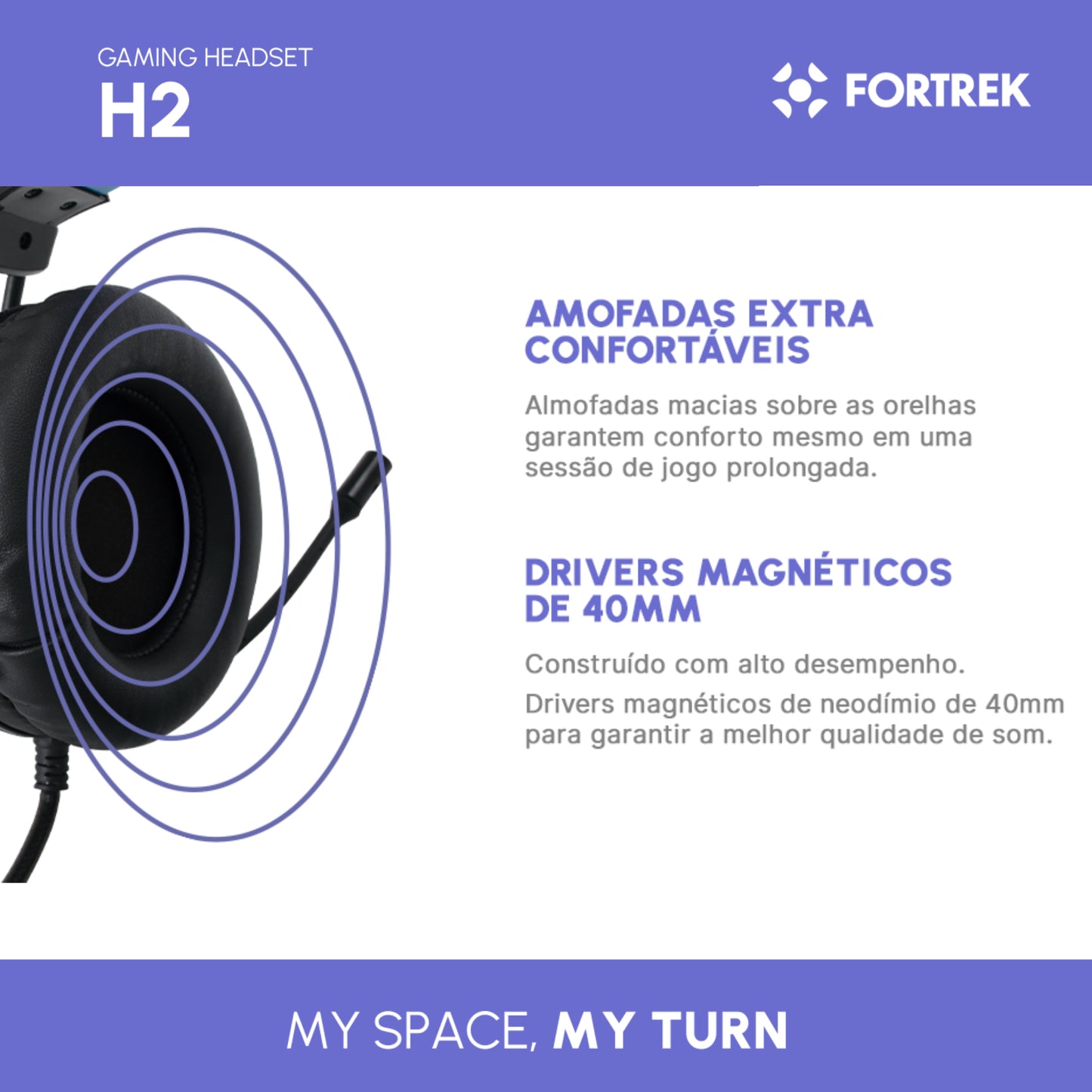 Headset Gamer Fortrek H2 Pro Over-ear Black Edition Led Azul