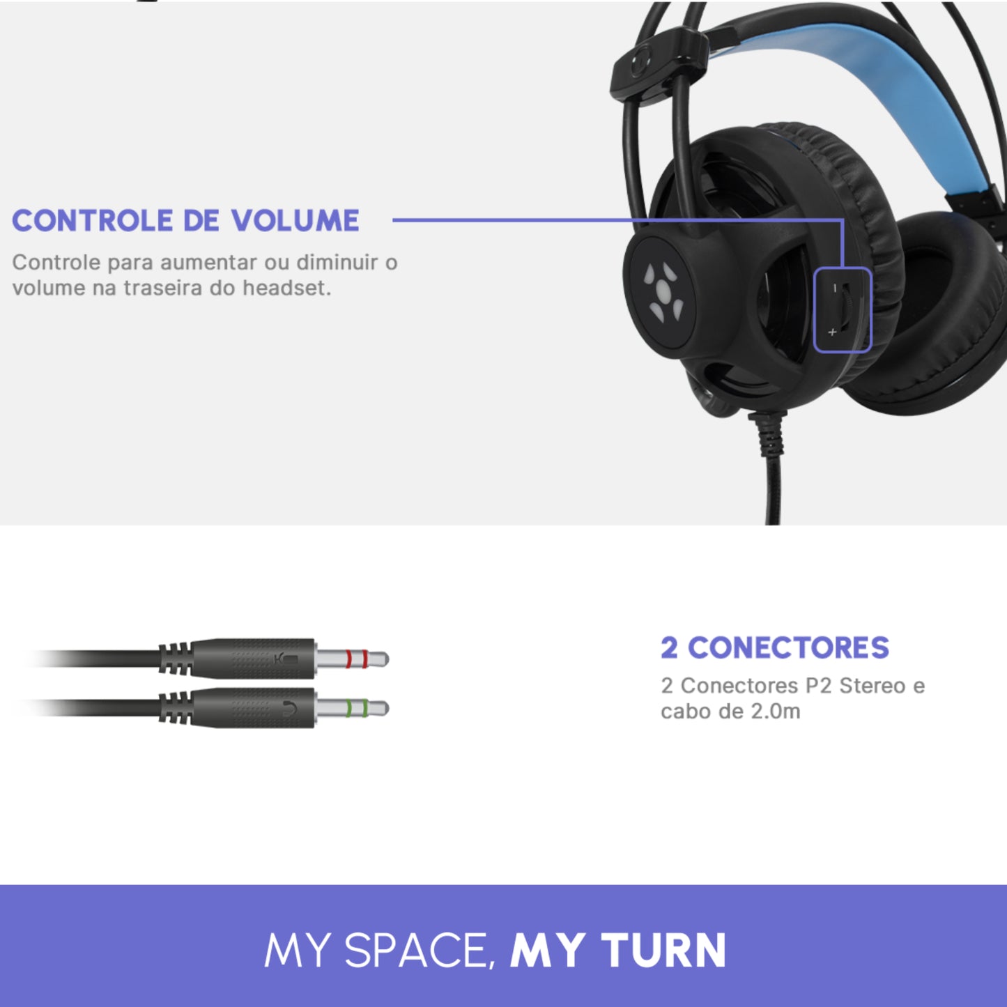 Headset Gamer Fortrek H2 Pro Over-ear Black Edition Led Azul