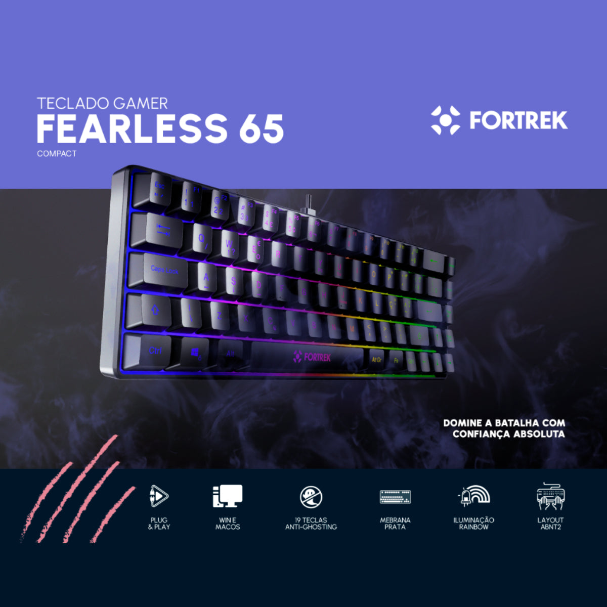Teclado Gamer Fortrek Fearless 65 Compact Rgb Edition