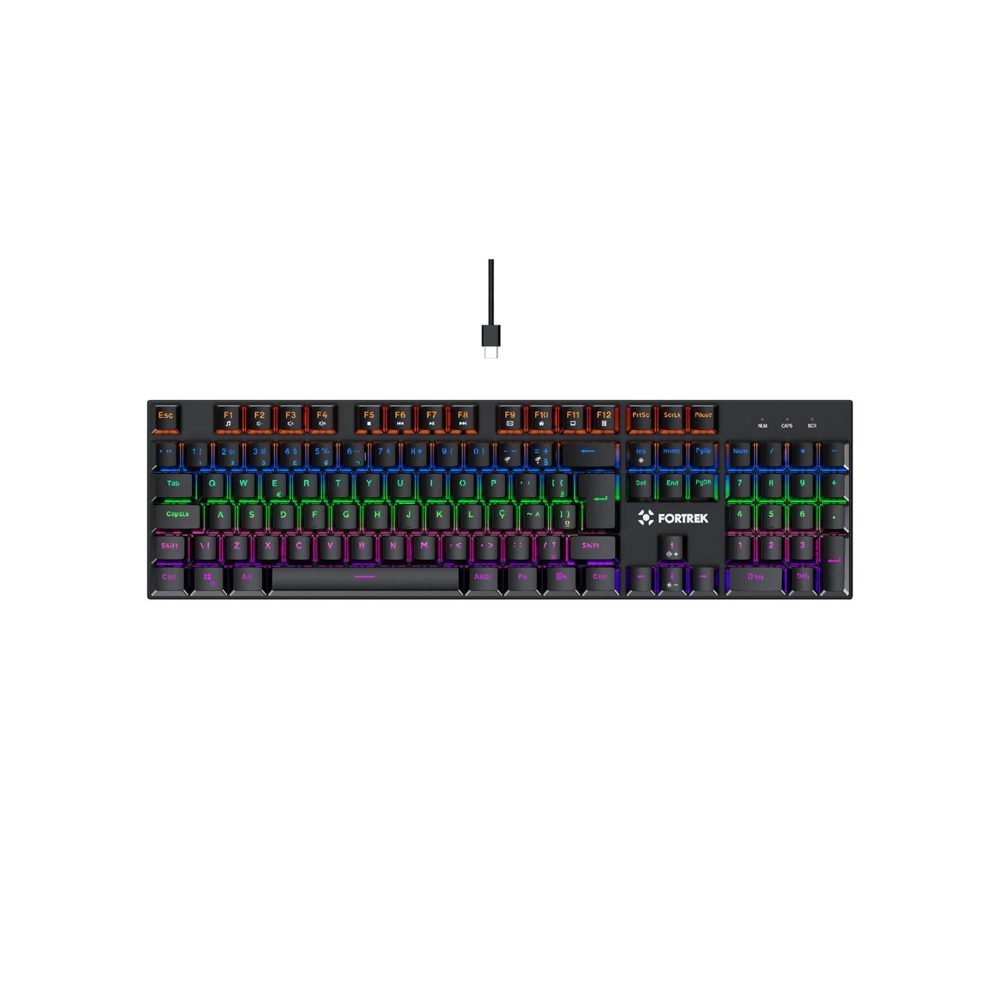 Teclado Gamer Mecânico Fortrek Gravity 100 Fullsized Rgb Rainbow