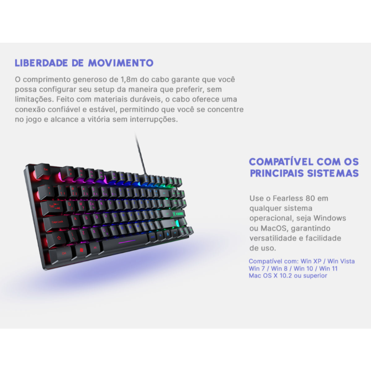 Teclado Gamer RGB Fortrek Fearless 80 Black Edition TKL