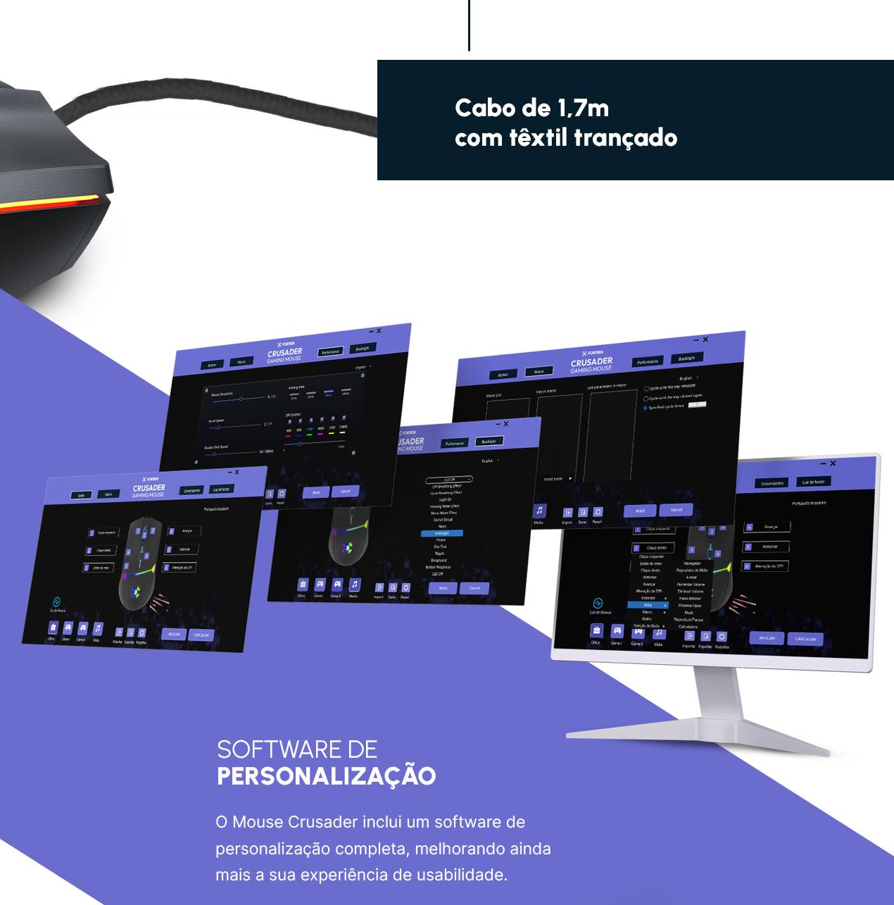 Mouse Gamer Rgb Fortrek Crusader Black Edition 12800dpi