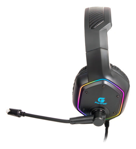 Headset Over-ear Gamer Fortrek Blackfire RGB Preto com entrada 2xP2