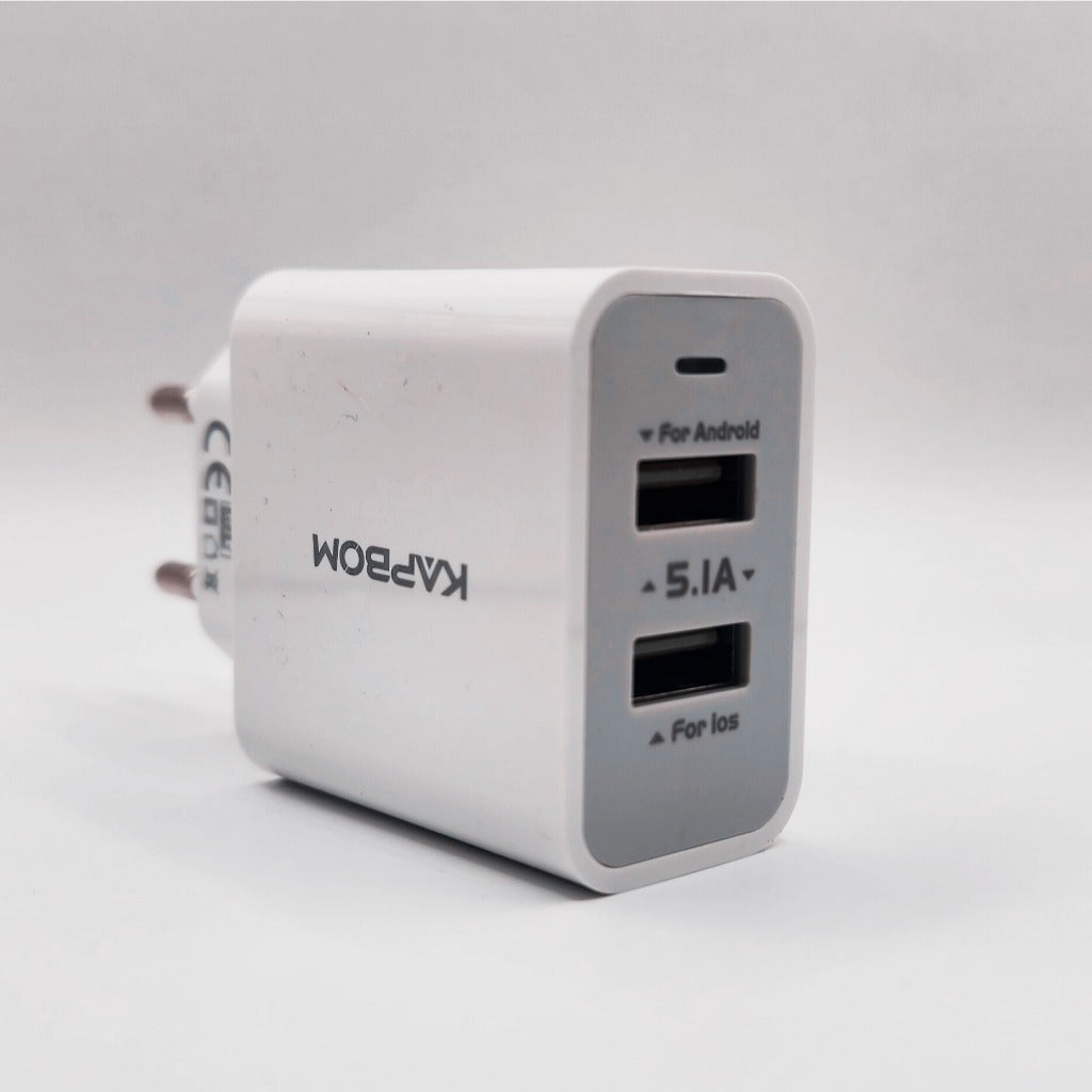 Carregador Rápido 5.1A Para iPhone Com 2 Entradas Usb