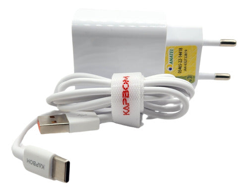 Carregador Rápido 5.1A com duas entradas USB e cabo Tipo C de 1m