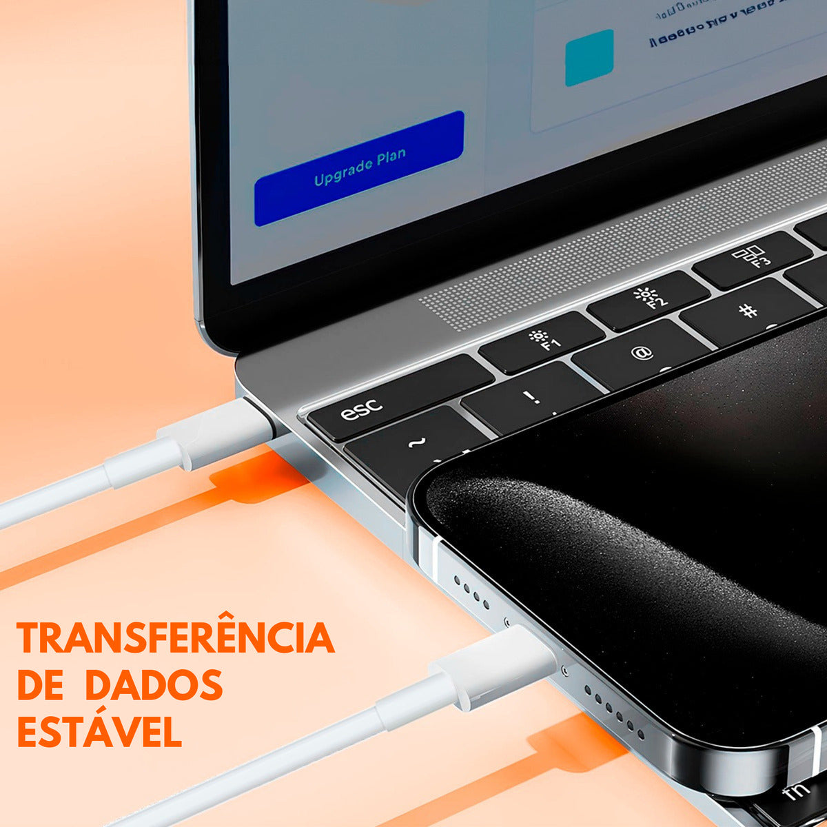 Cabo Lightning Para iPhone 18w Rápido Com Entrada Usb-c
