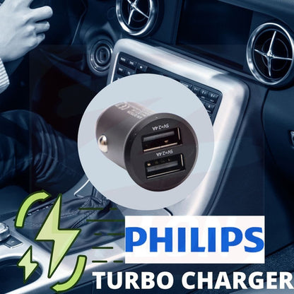 Carregador Veicular Philips Com 2 Portas Usb 2.4a 24w