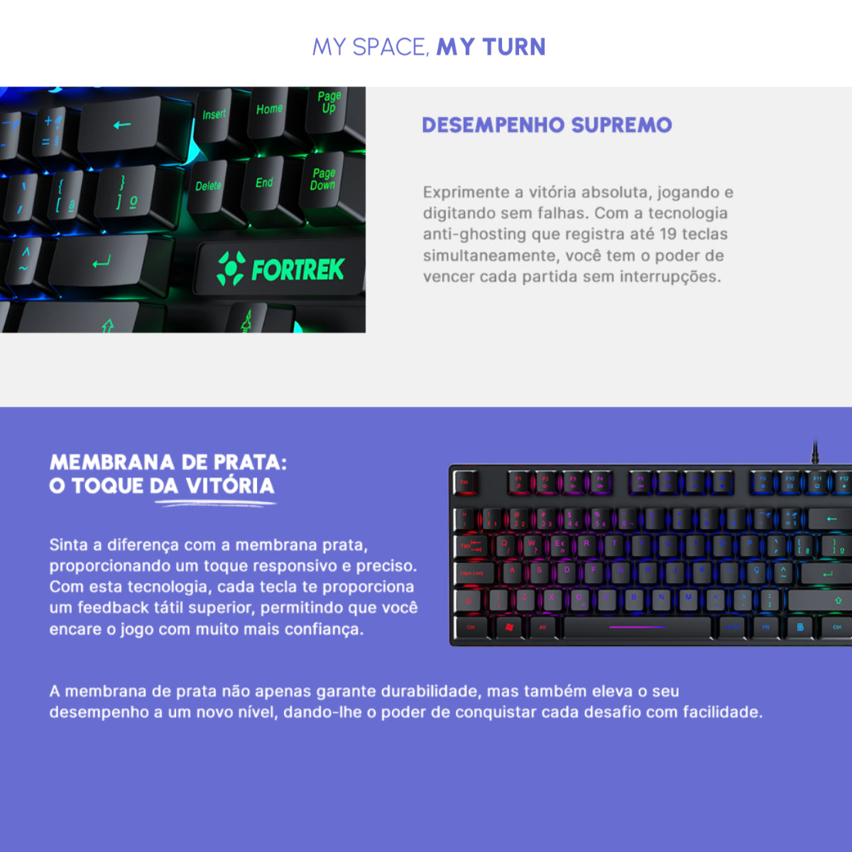 Teclado Gamer RGB Fortrek Fearless 80 Black Edition TKL
