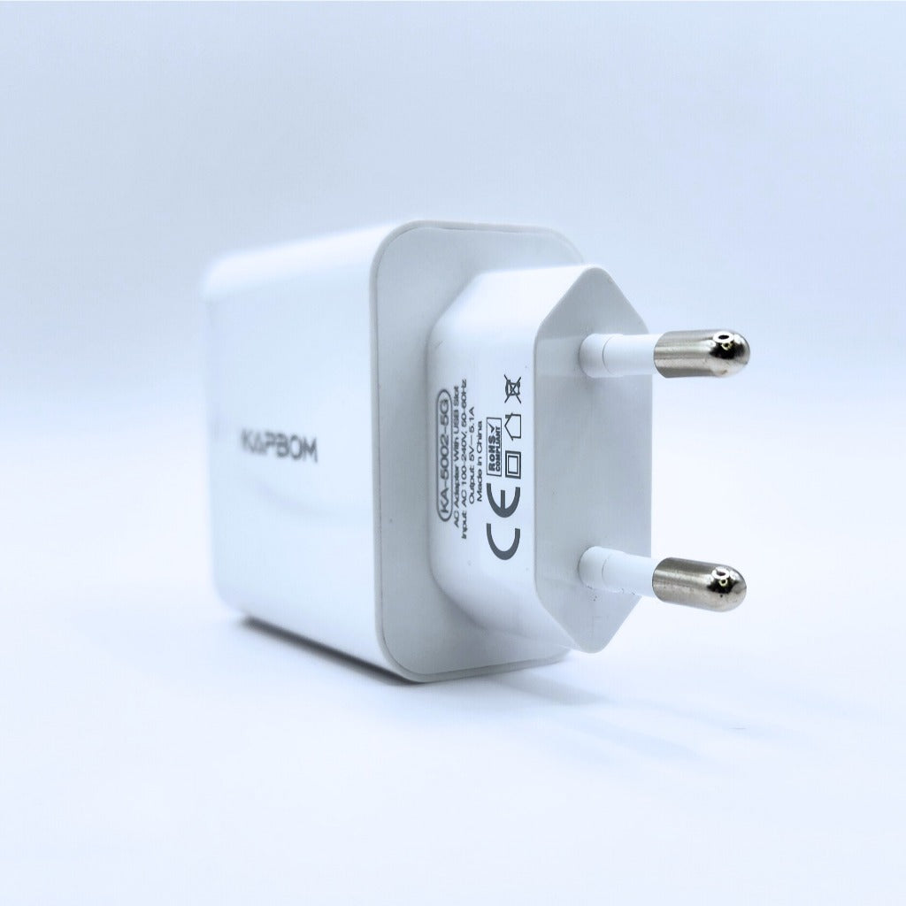 Carregador Rápido 5.1A com duas entradas USB e cabo Tipo C de 1m